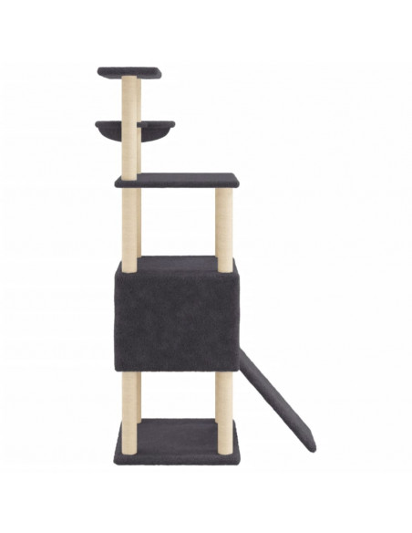 Albero per Gatti con Tiragraffi in Sisal Grigio Scuro 153 cm
