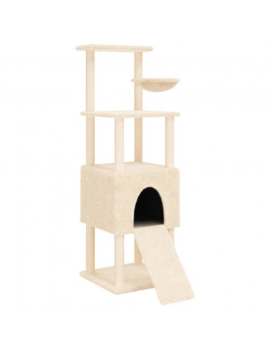 Albero per Gatti con Tiragraffi in Sisal Crema 153 cm
