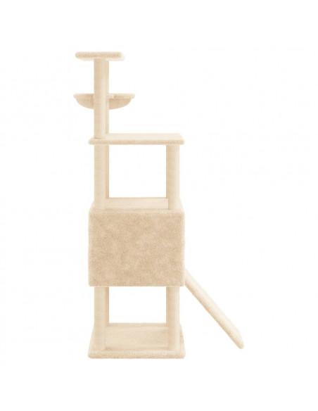 Albero per Gatti con Tiragraffi in Sisal Crema 153 cm