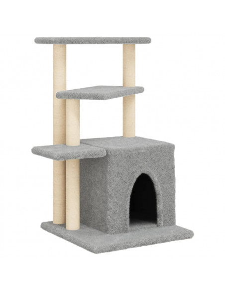 Albero per Gatti con Tiragraffi in Sisal Grigio Chiaro 83,5 cm