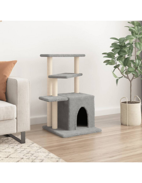 Albero per Gatti con Tiragraffi in Sisal Grigio Chiaro 83,5 cm