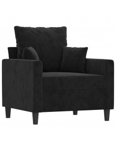 Set di Divani 4 pz con Cuscini Nero in Velluto