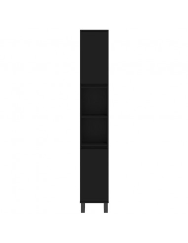 Set di Mobili da Bagno 3 pz Nero in Legno Multistrato