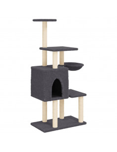 Albero per Gatti con Tiragraffi in Sisal Grigio Scuro 131 cm 2