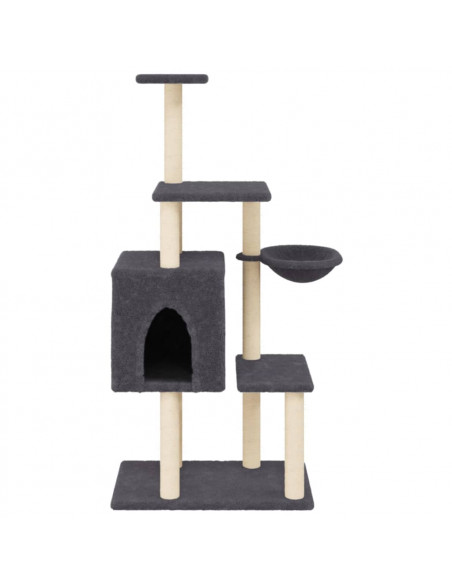 Albero per Gatti con Tiragraffi in Sisal Grigio Scuro 131 cm