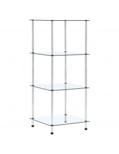 Scaffale a 4 Livelli Trasparente 40x40x100cm in Vetro Temperato 2