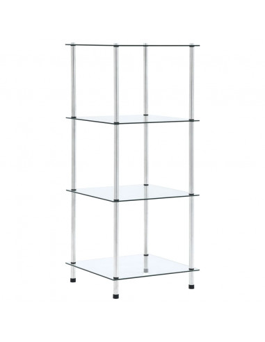 Scaffale a 4 Livelli Trasparente 40x40x100cm in Vetro Temperato