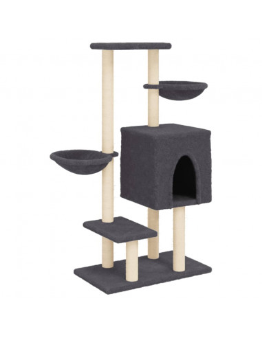 Albero per Gatti con Tiragraffi in Sisal Grigio Scuro 117 cm