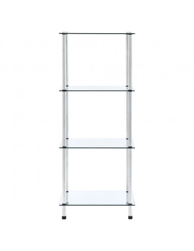 Scaffale a 4 Livelli Trasparente 40x40x100cm in Vetro Temperato