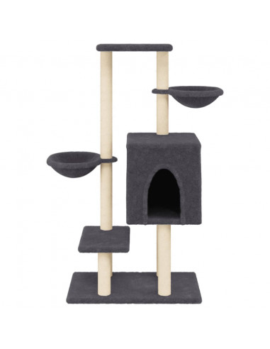 Albero per Gatti con Tiragraffi in Sisal Grigio Scuro 117 cm