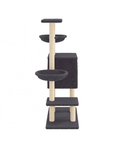 Albero per Gatti con Tiragraffi in Sisal Grigio Scuro 117 cm