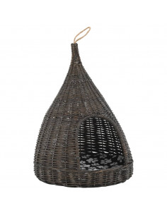 Cesta per Gatti Cuscino Grigio 40x60cm Teepee Salice Naturale 2