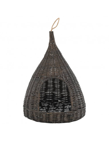 Cesta per Gatti Cuscino Grigio 40x60cm Teepee Salice Naturale