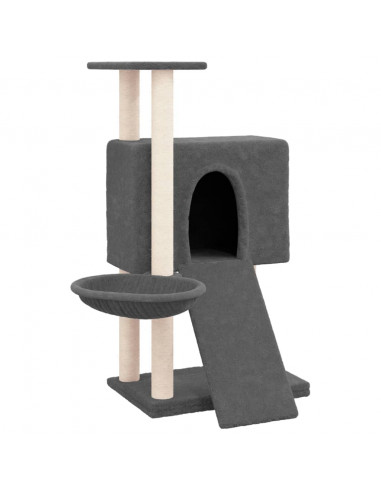 Albero per Gatti con Tiragraffi in Sisal Grigio Scuro 96 cm