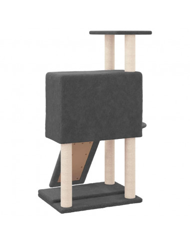 Albero per Gatti con Tiragraffi in Sisal Grigio Scuro 96 cm