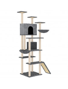 Albero per Gatti con Tiragraffi in Sisal Grigio Scuro 191 cm 2