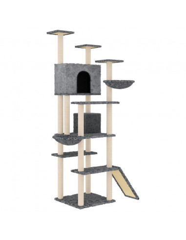 Albero per Gatti con Tiragraffi in Sisal Grigio Scuro 191 cm