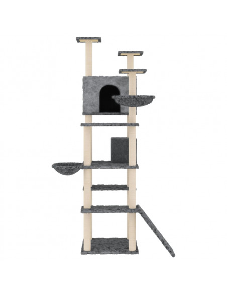 Albero per Gatti con Tiragraffi in Sisal Grigio Scuro 191 cm