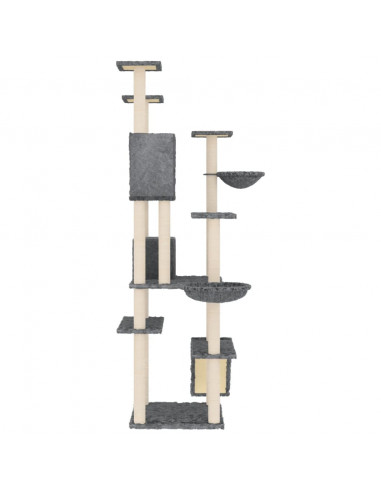Albero per Gatti con Tiragraffi in Sisal Grigio Scuro 191 cm