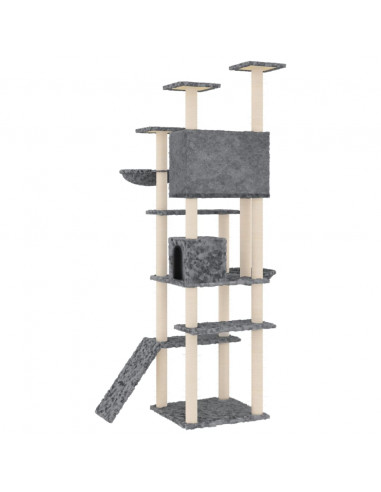 Albero per Gatti con Tiragraffi in Sisal Grigio Scuro 191 cm