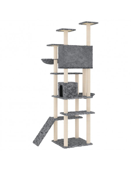 Albero per Gatti con Tiragraffi in Sisal Grigio Scuro 191 cm