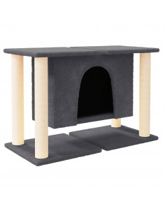 Albero per Gatti con Tiragraffi in Sisal Grigio Scuro 50 cm 2