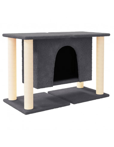 Albero per Gatti con Tiragraffi in Sisal Grigio Scuro 50 cm