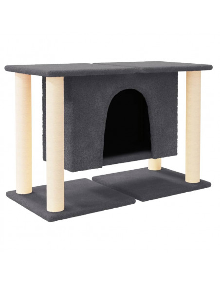 Albero per Gatti con Tiragraffi in Sisal Grigio Scuro 50 cm
