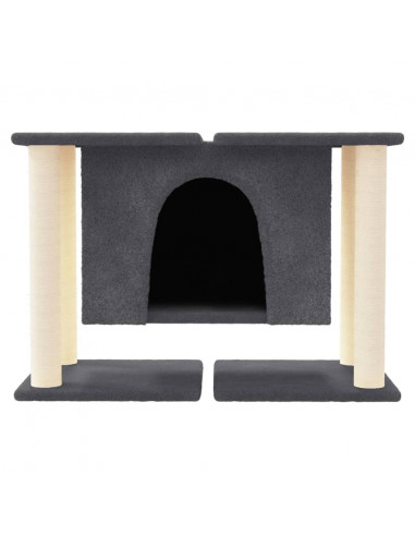 Albero per Gatti con Tiragraffi in Sisal Grigio Scuro 50 cm