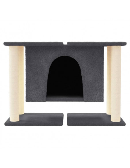 Albero per Gatti con Tiragraffi in Sisal Grigio Scuro 50 cm