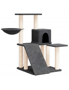 Albero per Gatti con Tiragraffi in Sisal Grigio Scuro 82 cm 2
