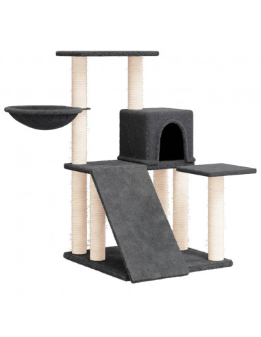 Albero per Gatti con Tiragraffi in Sisal Grigio Scuro 82 cm