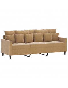 Set di Divani 3 pz con Cuscini Marrone in Velluto