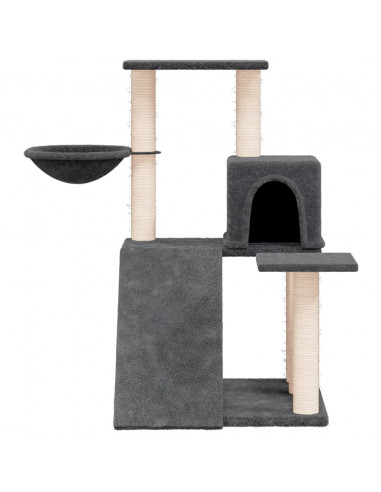 Albero per Gatti con Tiragraffi in Sisal Grigio Scuro 82 cm