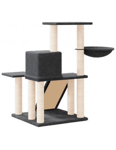 Albero per Gatti con Tiragraffi in Sisal Grigio Scuro 82 cm