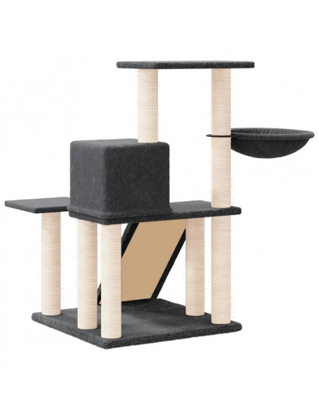 Albero per Gatti con Tiragraffi in Sisal Grigio Scuro 82 cm