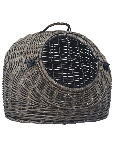 Trasportino per Gatti Grigio 45x35x35 cm in Salice Naturale