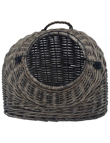 Trasportino per Gatti Grigio 45x35x35 cm in Salice Naturale