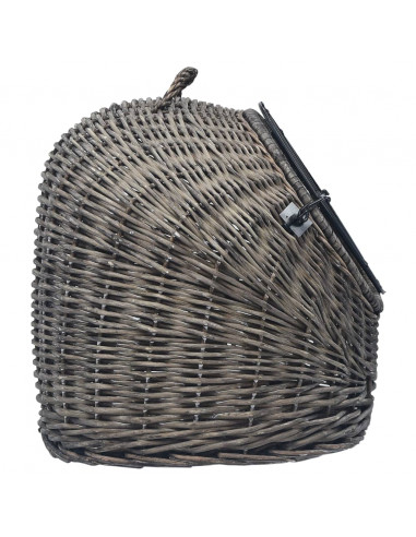 Trasportino per Gatti Grigio 45x35x35 cm in Salice Naturale