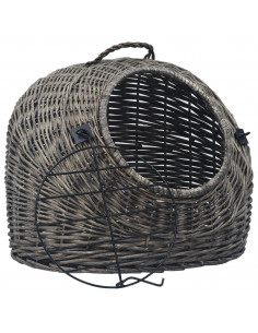 Trasportino per Gatti Grigio 60x45x45 cm in Salice Naturale 2
