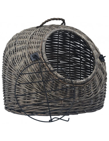 Trasportino per Gatti Grigio 60x45x45 cm in Salice Naturale