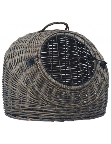 Trasportino per Gatti Grigio 60x45x45 cm in Salice Naturale