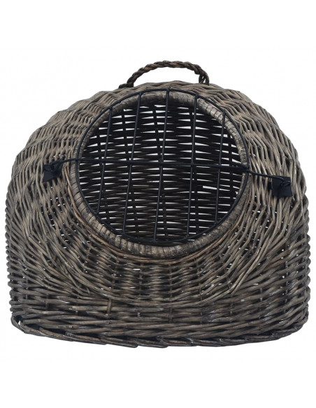 Trasportino per Gatti Grigio 60x45x45 cm in Salice Naturale