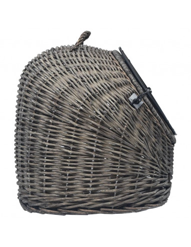 Trasportino per Gatti Grigio 60x45x45 cm in Salice Naturale