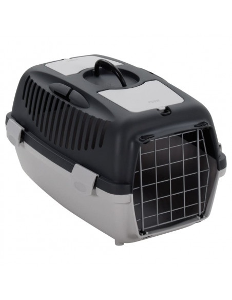 Trasportino per Animali Domestici Grigio e Nero 55x36x35 cm PP