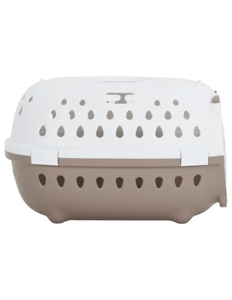 Trasportino Animali Domestici Bianco e Marrone 50x34,5x32 cm PP