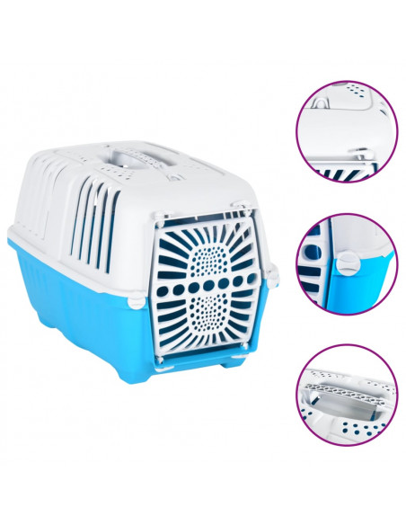 Trasportino per Animali Bianco e Blu 48x31,5x33cm Polipropilene