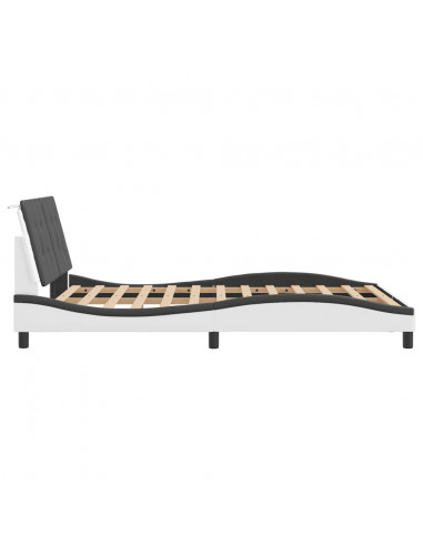 Giroletto con Luci LED Bianco e Nero 120x200 cm in Similpelle