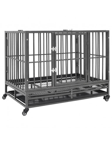 Gabbia per Cani con Ruote in Acciaio 92x62x76 cm