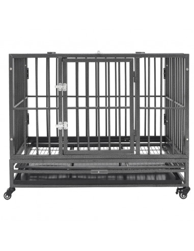 Gabbia per Cani con Ruote in Acciaio 92x62x76 cm